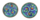 Cloisonee buttons depicting tulips in blue green and red