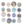Various buttons decorated with colourful enamels